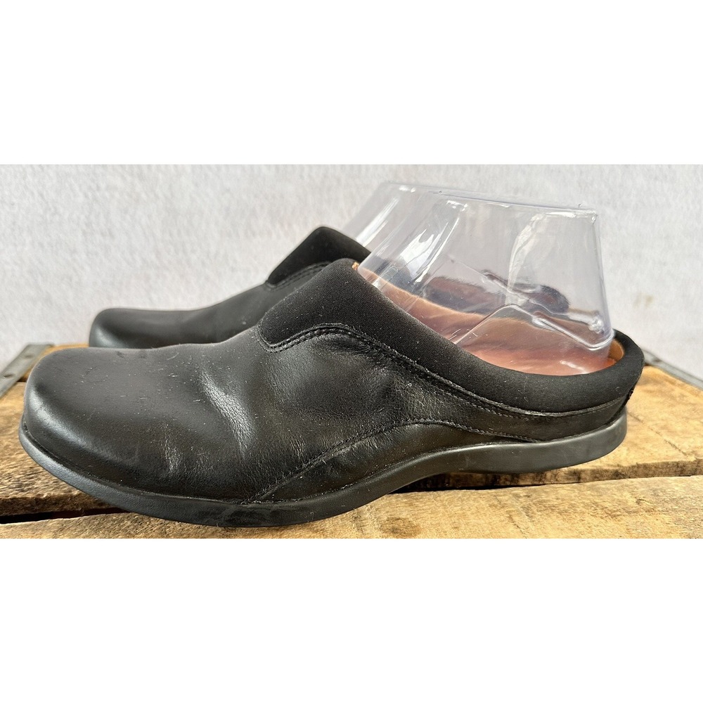Roots Comfort Mules Flats Shoes Negative Heel Women’s Sz 8.5 Black Leather